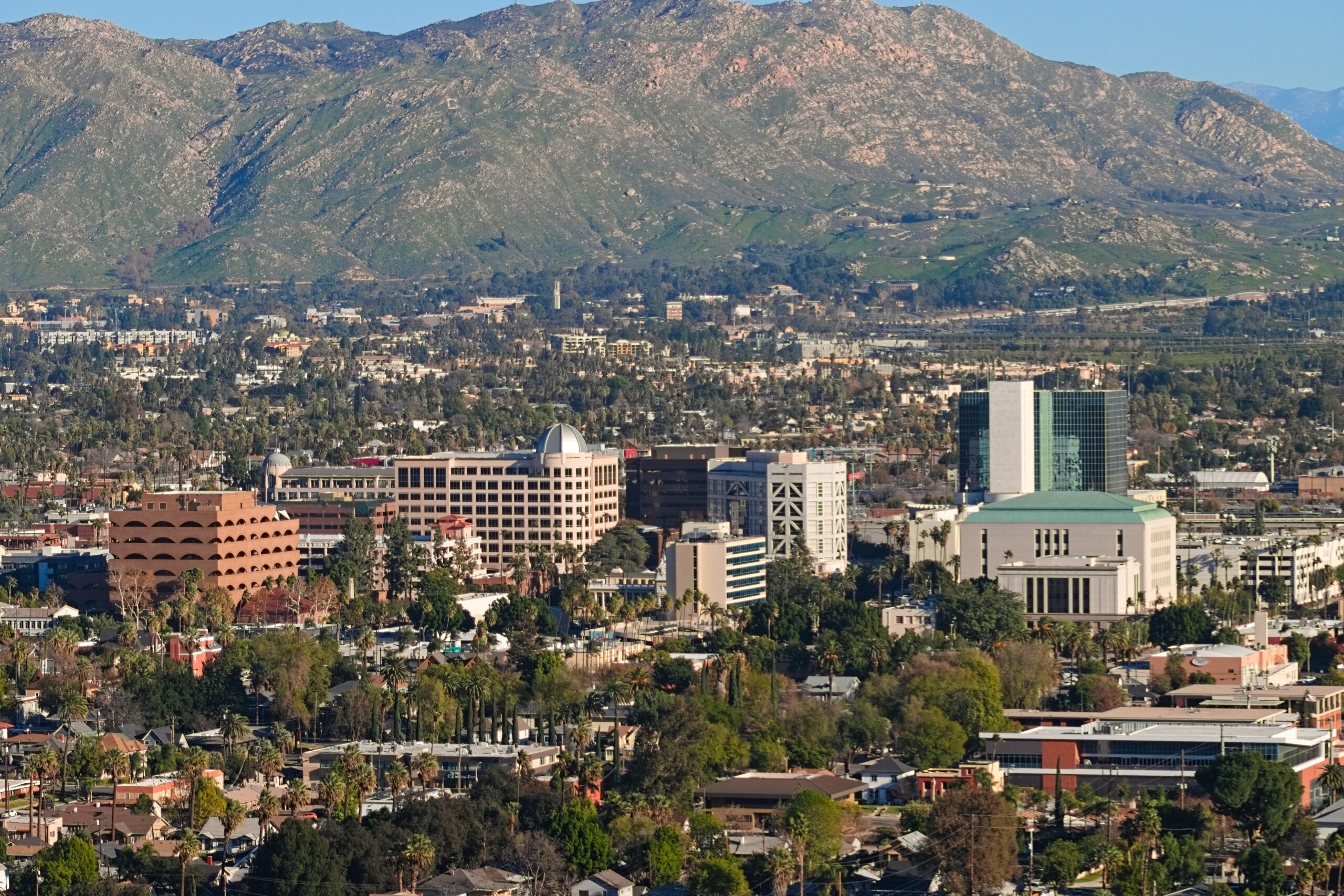 Riverside mountain backdrop